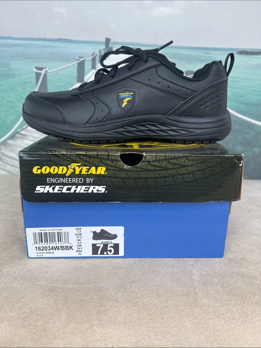 Skechers Black Goodyear-Engineered Lace-Up Athletic Work Shoe